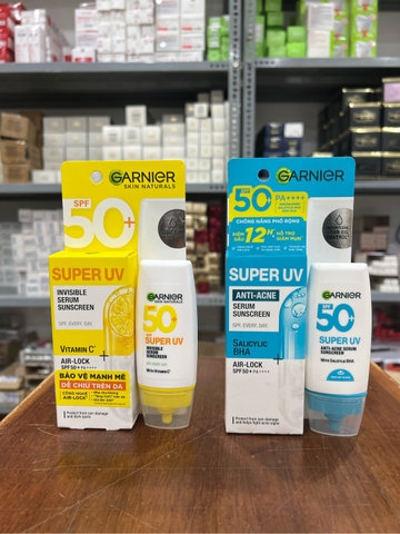 Kem Chống Nắng Phổ Rộng Kiềm Dầu & Giảm Mụn Garnier Super UV Anti - Acne / Invisible Serum Sunscreen SPF 50+PA++++ 30ml
