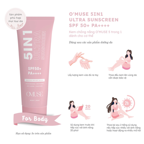 O'Muse - Kem chống nắng 5in1 Ultra Sunscreen Body SPF 50+ PA++++ 80m