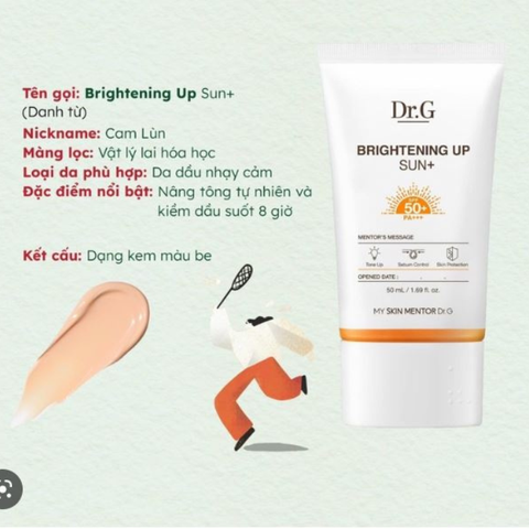 c840 - Bộ Sản Phẩm Kem chống nắng Dr.G  Brightening Up Sun+ SPF 50+ PA +++ 10ml - 20ml - 50ML (Cam)