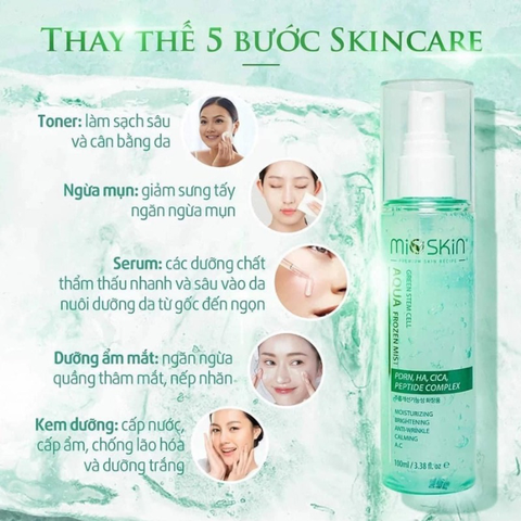 Xịt dưỡng tế bào gốc Mioskin  5 in 1 Green Stem Cell dưỡng da ẩm mượt 100ml