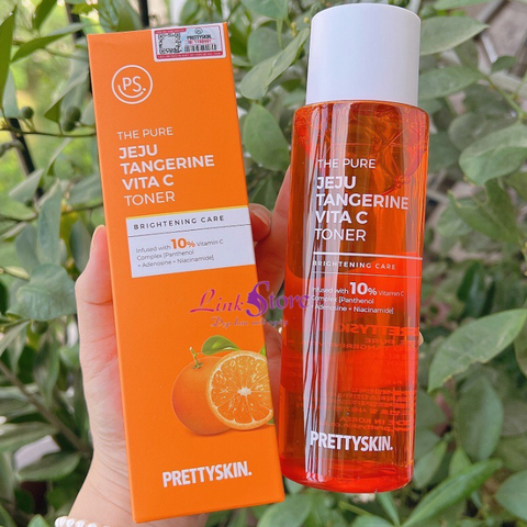c568 - Nước hoa hồng Prettyskin The Pure Jeju Tangerine Vita C Toner 250ml - Dưỡng trắng, làm sáng da, giảm thâm nám