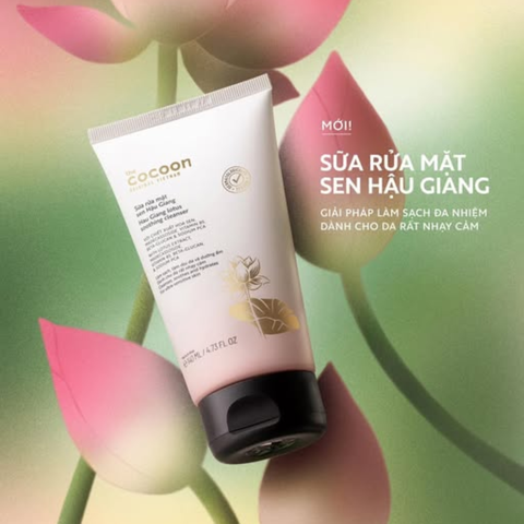 Sữa Rửa Mặt Thuần Chay Sen Hậu Giang Cocoon Hau Giang Lotus Soothing Cleanser Làm Sạch Da Dịu Nhẹ, Giữ Ẩm 140ml