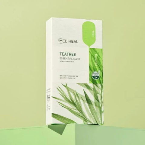 e457 - Mediheal - Nguyên Hộp Combo 10 Mặt Nạ Dưỡng Săn Chắc Da Mediheal Essential Mask - Xanh Lá - Teatree Calming 24ml