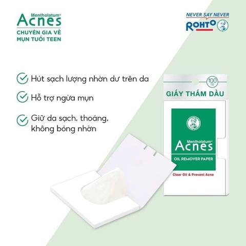 Giấy Thấm Dầu Acnes Oil Remover Paper Kiểm Soát Nhờn, Ngừa Mụn 100 tờ