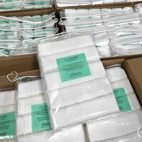 Bông tẩy trang La Soirée 500 miếng 100% cotton an toàn cho da