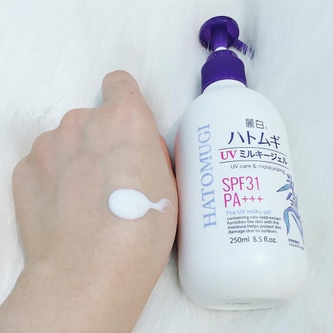 d726 - Sữa Dưỡng Thể Chống Nắng Ý Dĩ  Hatomugi SPF31 PA+++ UV Care Moisturizing Milky Gel 250ml