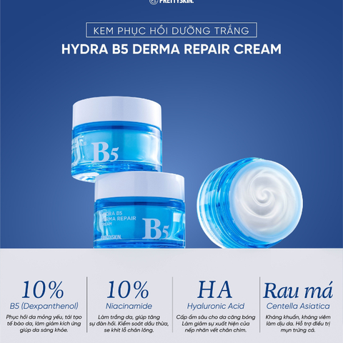 Kem dưỡng trắng và phục hồi da Prettyskin Hydra B5 Derma Repair Cream 52ml