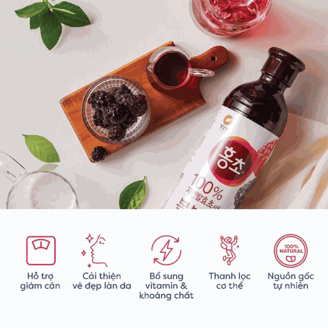 Nước Giấm Uống Hương Trái Cây Mâm Xôi & Lựu Daesang Giúp Hỗ Trợ Giảm Cân, Giữ Dáng, Thanh Lọc Cơ Thể Hàn Quốc 500ml