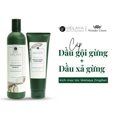 Bộ Dầu Gội Xã Tinh Chất Gừng Weilaiya Ginger (Shampoo  400ml và Conditioner - 250ml)