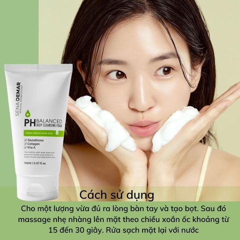 Sữa Rửa Mặt Làm Sạch Sâu, Dưỡng Da Sáng Mịn, Đều Màu SenaDemar PH Balanced Deep Cleansing Foam Hàn Quốc 150ml