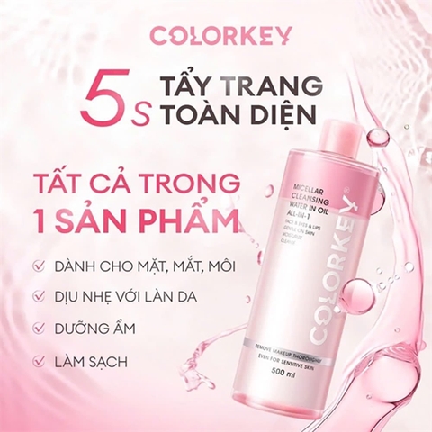 f024 - Nước Tẩy Trang 2 Lớp Colorkey Sạch Sâu Dưỡng Ẩm Dịu Nhẹ Micellar Cleansing Water 100ml & 500ml LYO