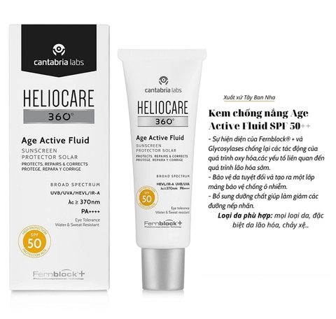 Kem Chống Nắng Heliocare 360 Age Active Fluid 50+ PA++++ 50ml