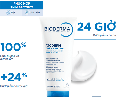 F503 - BIODERMA - Kem Dưỡng Ẩm Bioderma Atoderm Creme Ultra  Cho Da Thường, Da Khô Nhạy Cảm 200ml
