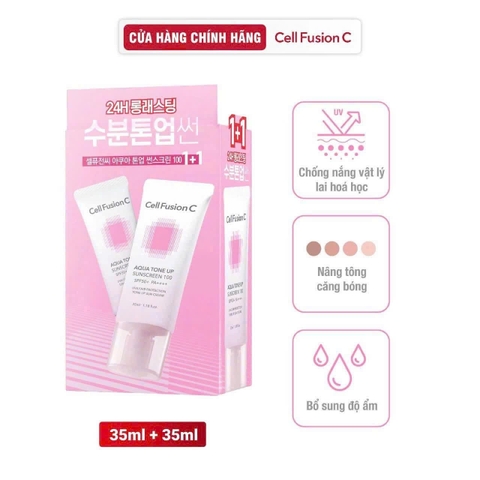 [Set 35ml+35ml] Kem chống nắng Cell Fusion C Laser UV, Advanced Clear, Aqua Tone Up combo 2 tuýp