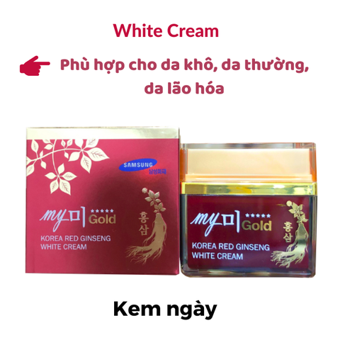 Kem Dưỡng Trắng Da Ngày Và Đêm Hồng Sâm Đỏ My Gold Korea Red Ginseng Aqua Wrinkle & Whitening Cream