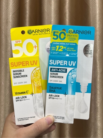 Kem Chống Nắng Phổ Rộng Kiềm Dầu & Giảm Mụn Garnier Super UV Anti - Acne / Invisible Serum Sunscreen SPF 50+PA++++ 30ml