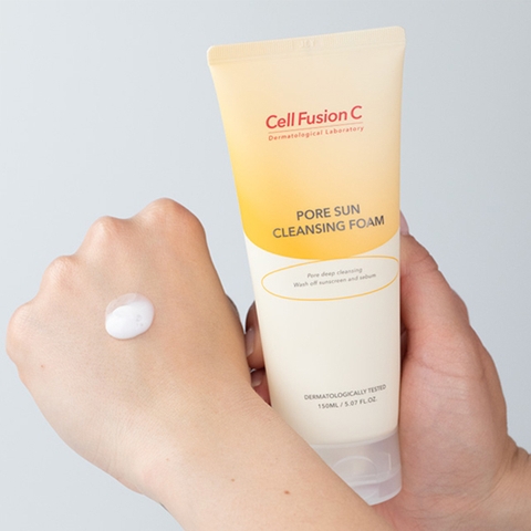 Sữa Rửa Mặt Làm Sạch Chống Nắng & Giảm Mụn Đầu Đen Bã Nhờn Cell Fusion C Pore Sun Cleansing Foam
