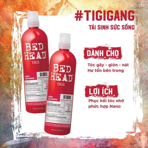Cặp Dầu Gội Xả Phục Hồi Tóc TiGi Đỏ Bed Head Urban Anti+dotes 750ml