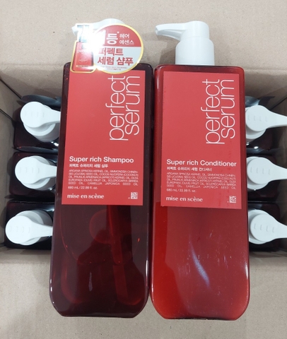 Dầu Gội Dầu Xả Mise En Scene Perfect Serum Shampoo 680ml ( Màu vàng đỏ hồng mẫu mới )