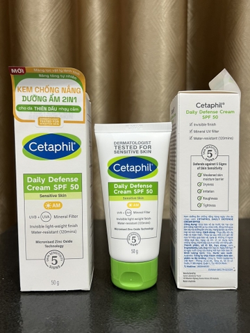 Kem Chống Nắng/ Gel Chống Nắng Cetaphil Dưỡng Ẩm 2in1 Cetaphil Daily Defense Cream/ Light Gel SPF50/ SPF50+ 50ml, 50g