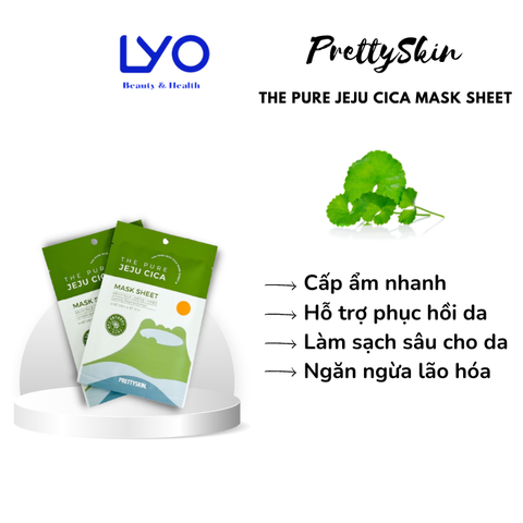 Hộp 10 miếng mặt nạ rau má PrettySkin The Pure Jeju Cica Mask Sheet 25ml x 10