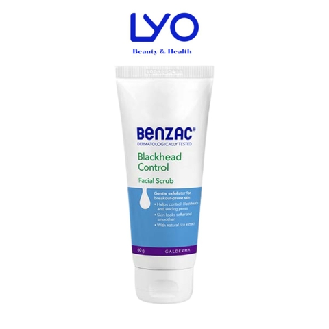 Tẩy tế bào chết giúp làm sạch mụn đầu đen cho da dầu mụn BENZAC Blackhead Control Scrub 60G