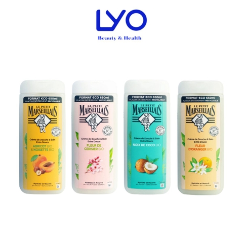 Sữa tắm 92% hữu cơ Le Petit Marseillais với hương thơm từ Pháp 250ml và 650ml(Dành cho nữ)