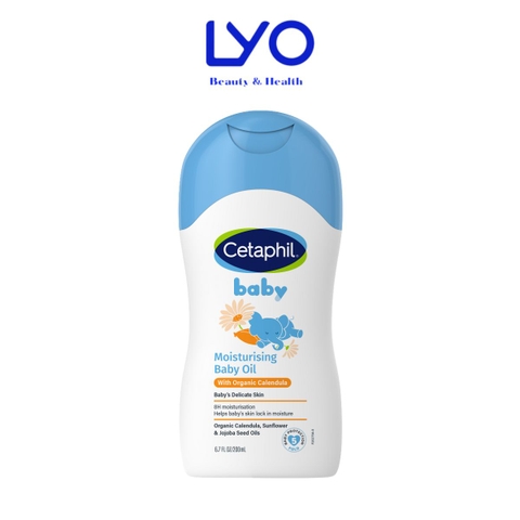 Dầu massage dưỡng ẩm làm dịu da bé với hoa cúc Calendula Hữu Cơ Cetaphil Baby Moisturising Baby Oil 200ml