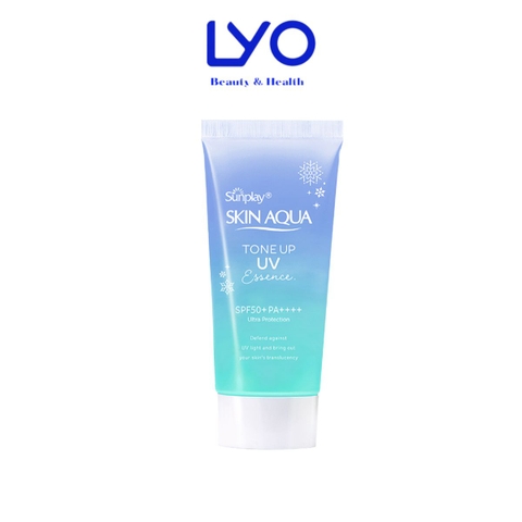 Kem chống nắng nâng tông cho da vàng, ấm, khuyết điểm đỏ Sunplay Skin Aqua Tone Up UV Essence Blue SPF 50+ PA++++ 7g