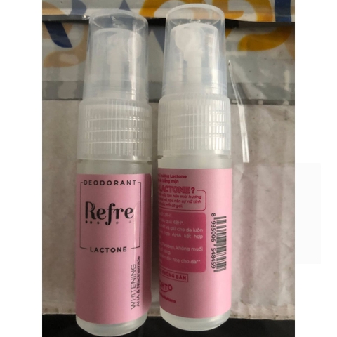 Xịt Khử Mùi Mini Refre Deodorant Lactone 6ml bản hồng/xanh