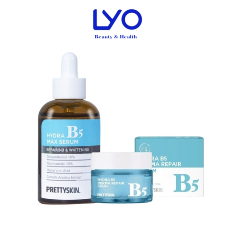 e725 - Pretty Skin - Combo 2 sp cấp ẩm phục hồi dưỡng trắng (Serum b5 xanh nhạt và kem dưỡng b5)