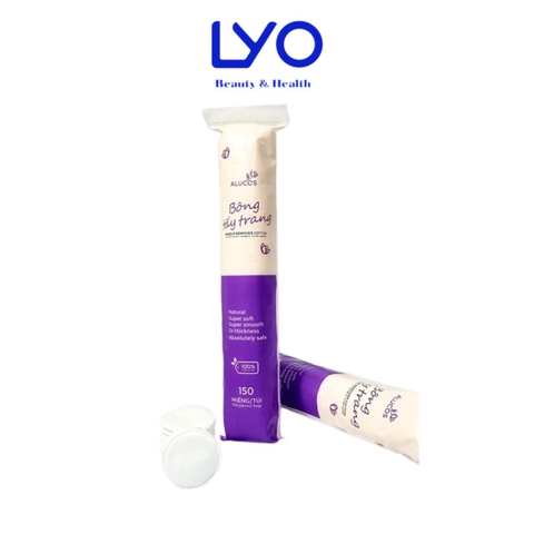 Bông Tẩy Trang Alucos 150 miếng – Cotton Tròn 3 Lớp, Lau Sạch Dịu Nhẹ, Bảo Vệ Da