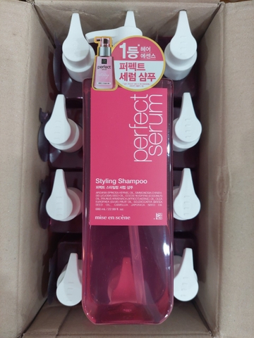 Dầu Gội Dầu Xả Mise En Scene Perfect Serum Shampoo 680ml ( Màu vàng đỏ hồng mẫu mới )