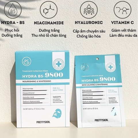 Hộp 10 Miếng Mặt Nạ Dưỡng Trắng Phục Hồi Da Prettyskin Treatment Collection Mask 25ml