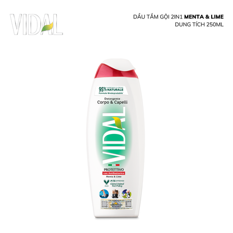 Dầu Gội 2 Trong 1 Ý Vidal Hương Thơm Quyến Rũ, Giúp Tóc Óng Mượt & Chắc Khỏe, Dành Cho Cả Gia Đình 250ml/500ml