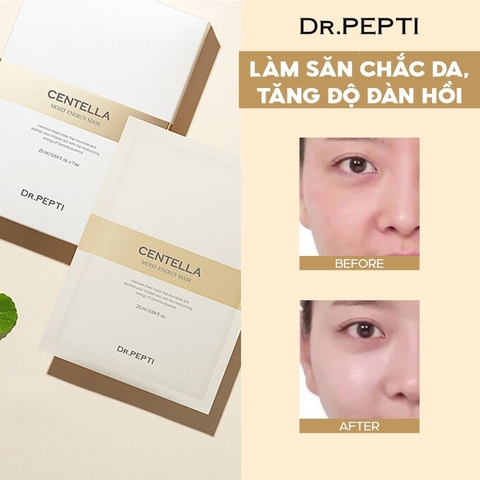 Hộp 7 Miếng Mặt Nạ Cấp Ẩm, Làm Dịu Da Dr.Pepti Centella Moist Energy Mask Hàn Quốc 25ml