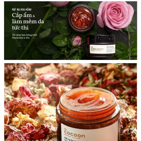 Mặt Nạ Hoa Hồng Cấp Ẩm Làm Mềm Da Cocoon True Rose Face Mask 100ml