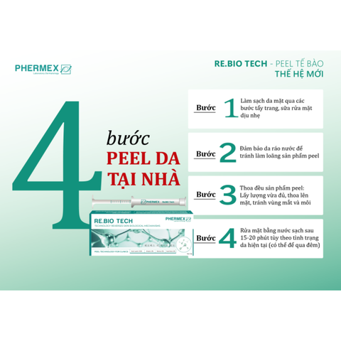 Peel Tế Bào Thế Hệ Mới Tái Sinh Trắng Da Phermex Re.BIO Tech Hỗ Trợ Giảm Mụn, Mờ Thâm Hàn Quốc 1.5g