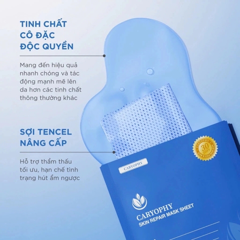 Lẻ 1 Miếng Mặt Nạ Caryophy Skin Repair Mask Sheet Phục Hồi Da, Dưỡng ẩm chuyên sâu 25g LYO
