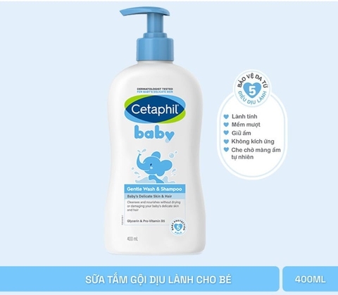 e608 - Sữa Tắm Và Gội Trẻ Em Cetaphil Baby Gentle Dịu Nhẹ Cho Làn Da Em Bé 400ml