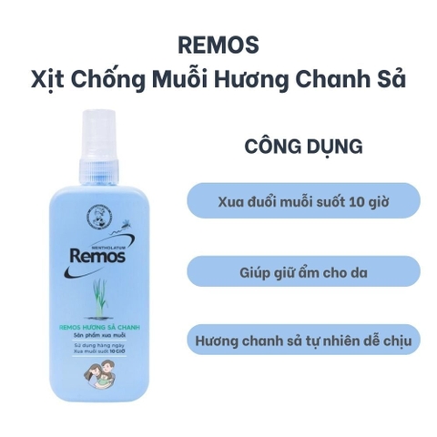 Xịt chống muỗi Remos xua muỗi trong 10 giờ (70ml) nhẹ dịu cho bé LYO