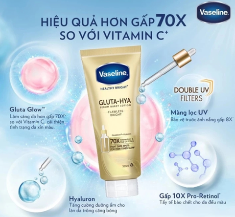 c759 - Sữa Dưỡng Thể Trắng Da Chống Nắng Vaseline Healthy Bright GLUTA-HYA 300ml