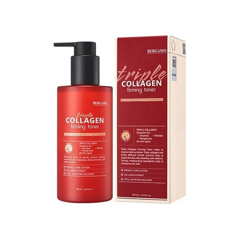 Bộ Sản Phẩm Sữa Rửa Mặt/Kem Dưỡng/Tẩy Da Chết/Toner Collagen Săn Chắc Da Bergamo Triple Collagen Firming Hàn Quốc