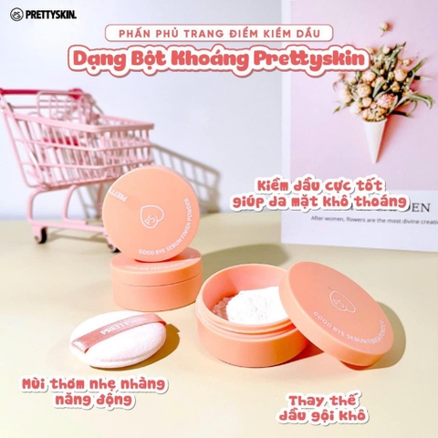 Phấn Phủ Bột Kiềm Dầu Prettyskin Goodbye Sebum Finish Powder/Plus+ Cica Chất Phấn Mềm Mại, Che Phủ Tự Nhiên Hàn Quốc 5g