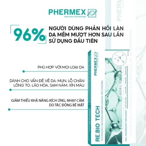 Peel Tế Bào Thế Hệ Mới Tái Sinh Trắng Da Phermex Re.BIO Tech Hỗ Trợ Giảm Mụn, Mờ Thâm Hàn Quốc 1.5g