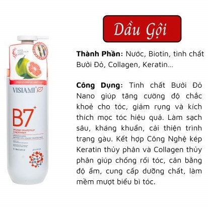 Dầu Gội - Xả Biotin Visiami Rainbow B7 Cải Thiện Mọc Tóc, Phục Hồi Hư Tổn, Dưỡng Tóc Mềm Mượt & Chắc Khỏe 780ml