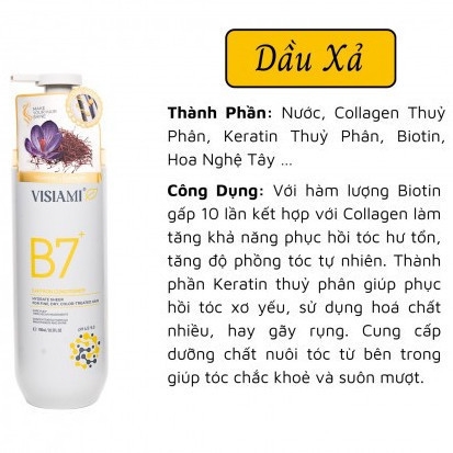 Dầu Gội - Xả Biotin Visiami Rainbow B7 Cải Thiện Mọc Tóc, Phục Hồi Hư Tổn, Dưỡng Tóc Mềm Mượt & Chắc Khỏe 780ml