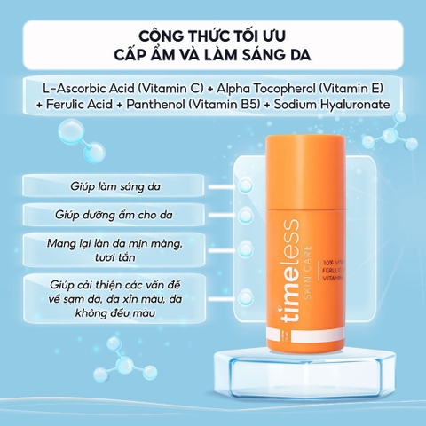a774 - Serum Tinh Chất Giữ Ẩm, Dưỡng Trắng Da Giảm Thâm Timeless 10% / 20% Vitamin C + E + Ferulic Acid 30ml