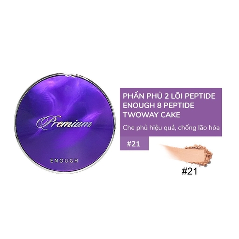 Phấn Phủ 2 Lõi Cao Cấp Enough Premium Twoway Cake Giữ Lớp Nền Luôn Sáng Mịn Hàn Quốc 13g+13g