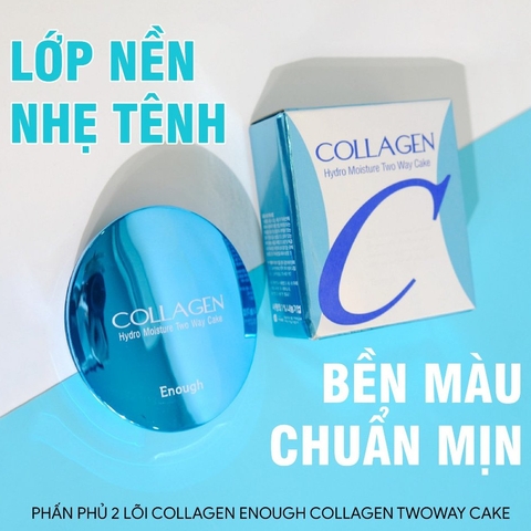 Phấn Phủ 2 Lõi Collagen Enough Twoway Cake Che Khuyết Điểm, Kiểm Soát Dầu Thừa Hàn Quốc 13g+13g